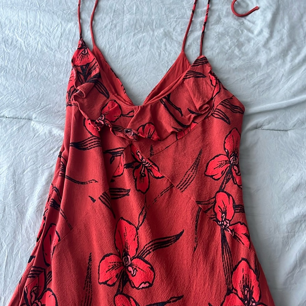Orange Anthropologie Midi Dress